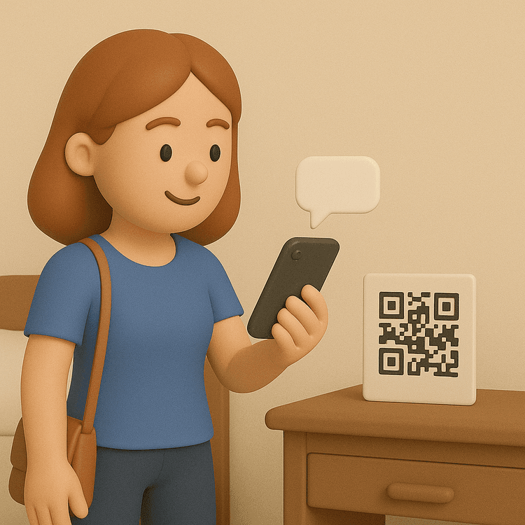 Jade scans our QR code and lets you know.